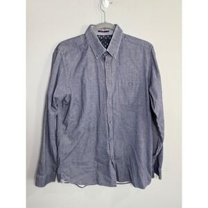 Ted Baker London Men's Blue Chambray Button‎ Down Long Sleeve Shirt Size 4